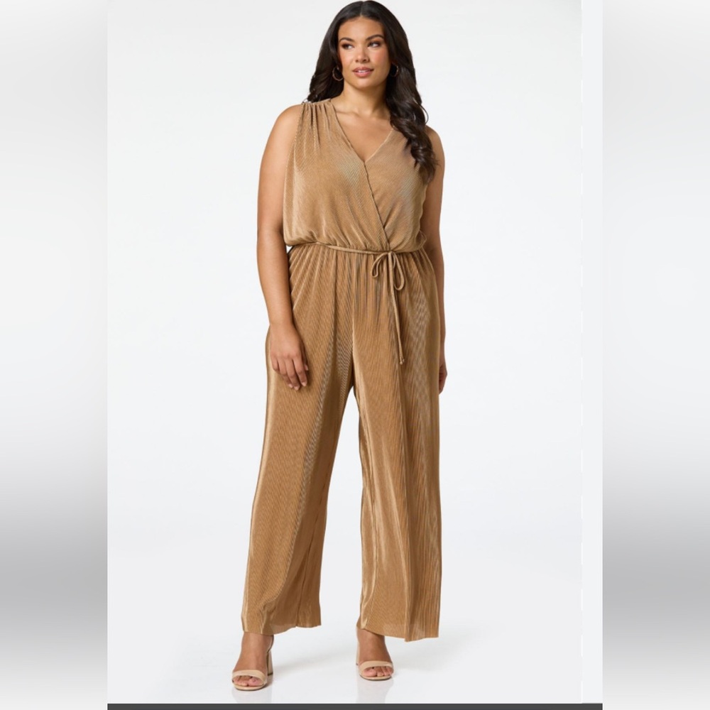 Elegant Gold Wide Leg Jumpsuit